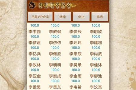 依据生辰八字打分选名，打造命理合适的名字