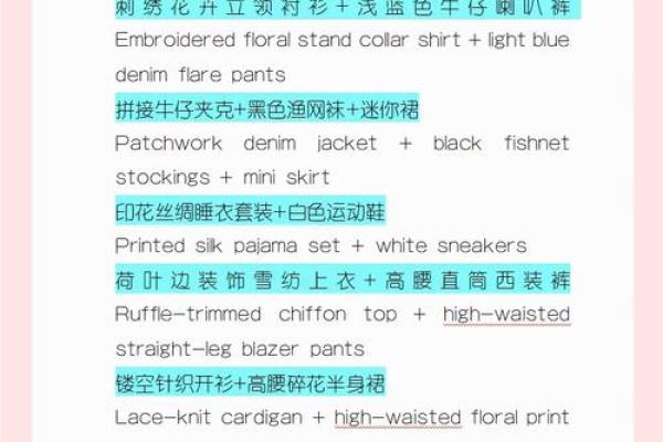 服饰名字大全:独特风格搭配灵感汇总 服饰名字大全:独特风格搭配灵感汇总