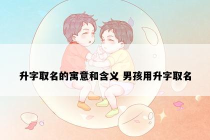 升字取名的寓意和含义 男孩用升字取名