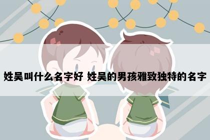 姓吴叫什么名字好 姓吴的男孩雅致独特的名字