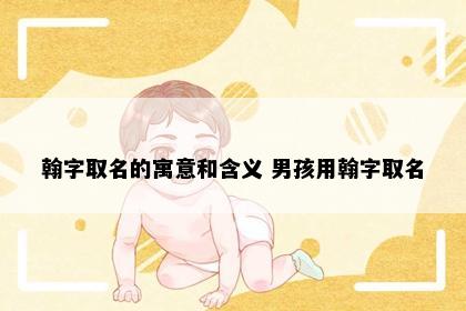 翰字取名的寓意和含义 男孩用翰字取名