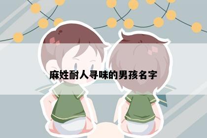 麻姓耐人寻味的男孩名字
