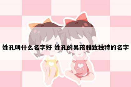 姓孔叫什么名字好 姓孔的男孩雅致独特的名字