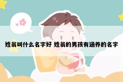 姓翁叫什么名字好 姓翁的男孩有涵养的名字