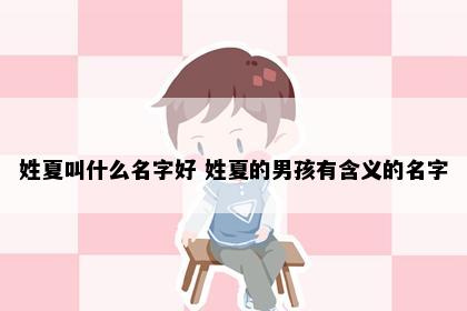 姓夏叫什么名字好 姓夏的男孩有含义的名字