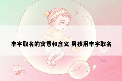 丰字取名的寓意和含义 男孩用丰字取名