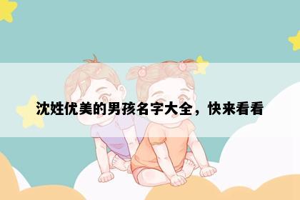 沈姓优美的男孩名字大全，快来看看