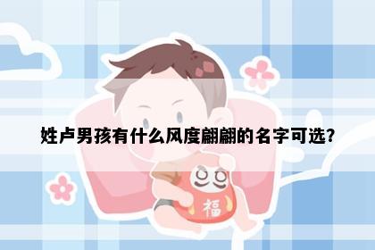 姓卢男孩有什么风度翩翩的名字可选？
