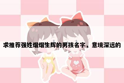 求推荐强姓熠熠生辉的男孩名字，意境深远的