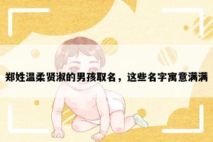 郑姓温柔贤淑的男孩取名，这些名字寓意满满