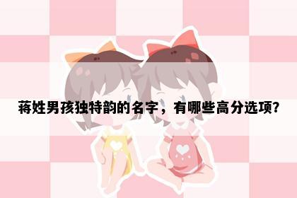 蒋姓男孩独特韵的名字，有哪些高分选项？